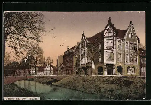 AK Bitterfeld, Am Ratswall mit Brücke