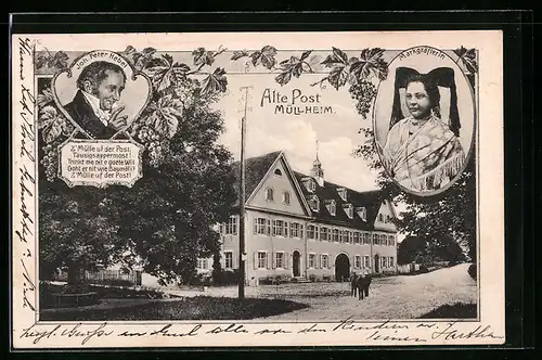 AK Müllheim, Gasthaus Alte Post, Joh. Peter Hebel