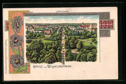 Lithographie Wilhelmshaven, Blick die Adalbertstrasse entlang