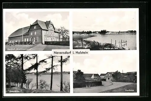 AK Neversdorf i. Holstein, Gasthof Waidmannsruh, Partie am See