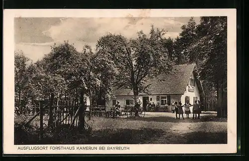 AK Bayreuth, Forsthaus Kamerun mit Gästen