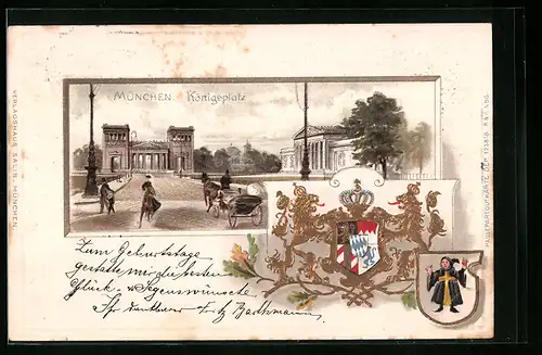 AK München, Königsplatz, Wappen