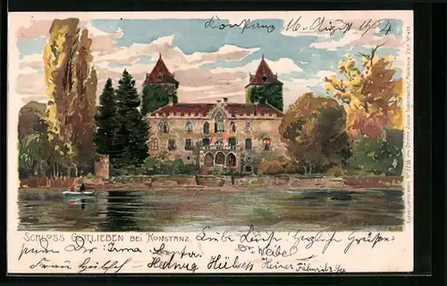 Künstler-AK Konstanz, Schloss Gottlieben mit Anlage