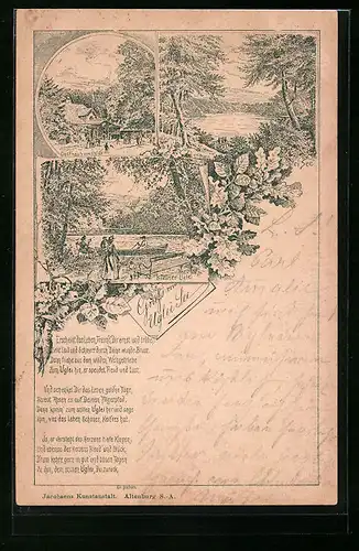 Lithographie Eutin, Gasthaus zum Uglei, Uglei-See