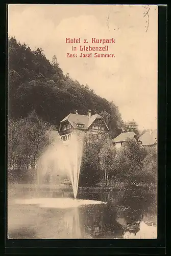 AK Liebenzell, Hotel z. Kurpark, Springbrunnen