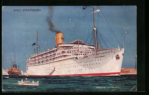AK Passagierschiff RMS Stratheden beim Ablegen