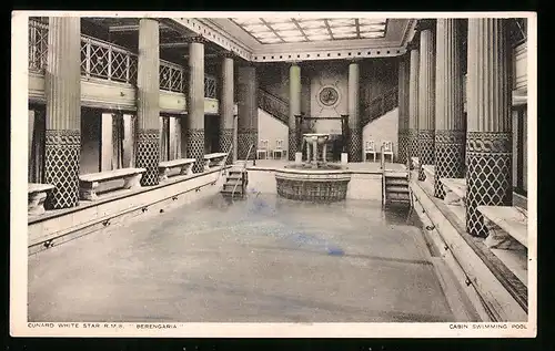 AK Passagierschiff RMS Berengaria, Cunard White Star, Cabin Swimming Pool
