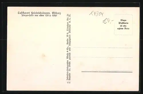 AK Friedrichsbrunn /Ostharz, Ortsansicht aus der Vogelschau