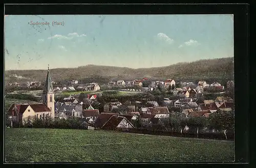 AK Suderode /Harz, Blick auf Kirche mit Wohnhäusern