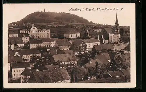 AK Altenberg i. Erzgeb., Ansicht Wohnhäuser mit Kirche