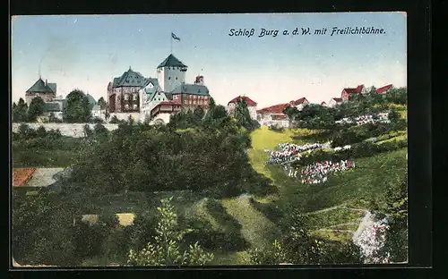 AK Burg a. d. W., Schloss mit Freilichtbühne