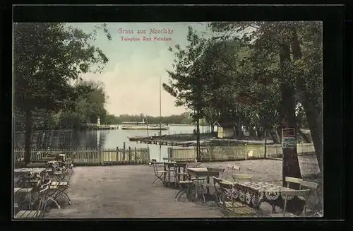 AK Berlin-Zehlendorf, Blick auf Restaurant-Café und See