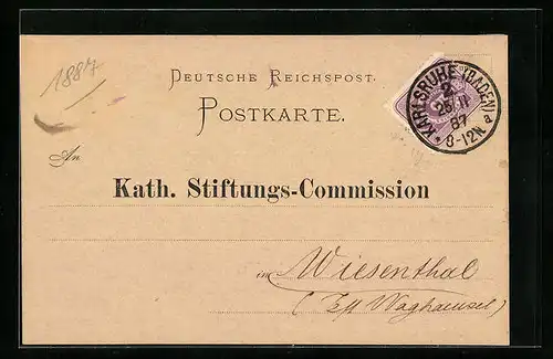 AK Karlsruhe, Kath. Stiftungs-Verwaltung, Korrespondenzkarte