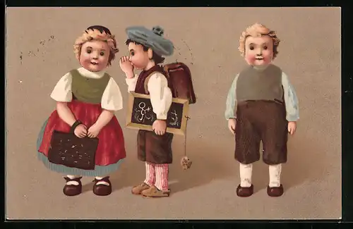 Künstler-AK Fritz Baumgarten unsign.: Tuscheleien unter niederländischen Kindern