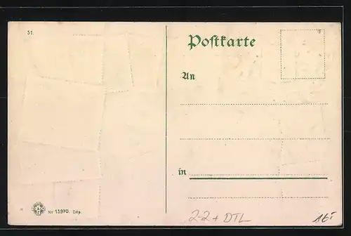 Präge-AK Miesbach, Teilansicht, Bayer. Briefmarken, Wappen
