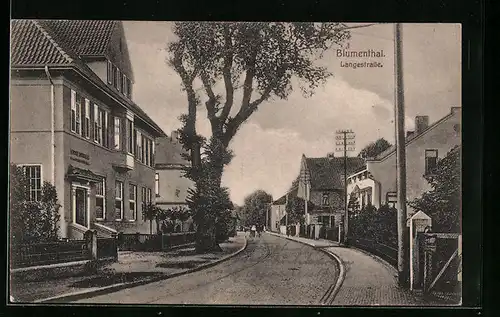 AK Blumenthal, Langestrasse mit Geschäft