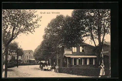 AK Weede, Strassenpartie mit Gasthaus von J. Havekost