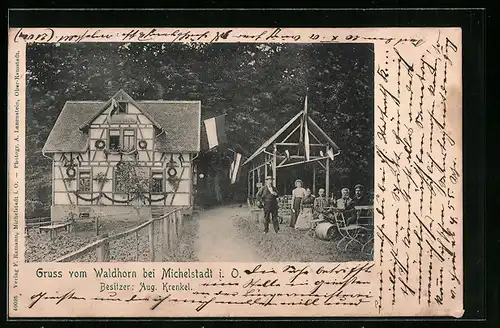AK Michelstadt i. O., Gasthaus Waldhorn von Aug. Krenkel