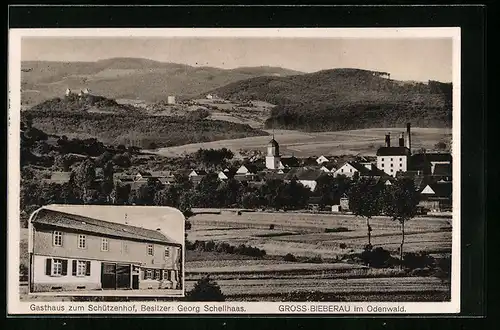 AK Gross-Bieberau im Odenwald, Gasthaus zum Schützenhof, Teilansicht