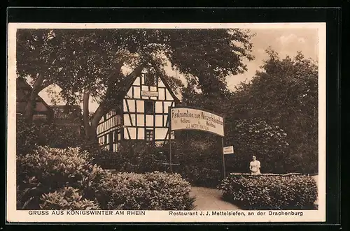 AK Königswinter am Rhein, Restaurant J. J. Mettelsiefen an der Drachenburg