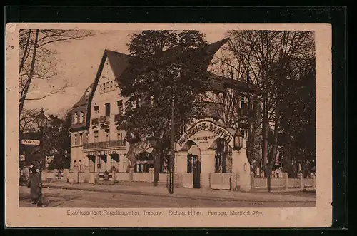 AK Berlin-Treptow, Etablissement Paradiesgarten, Inh.: Richard Hiller