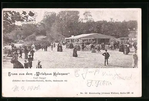 AK Berlin, Wirtshaus Halensee, Inhaber: Carl Saeger