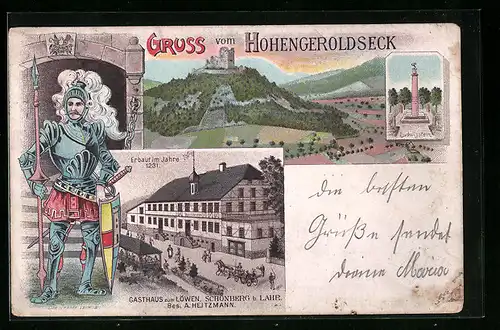 Lithographie Hohengeroldseck, Gasthaus zum Löwen, Ludwigstein