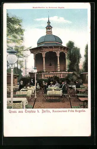 AK Berlin-Treptow, Restaurant Fritz Regelin, Musik-Pavillon