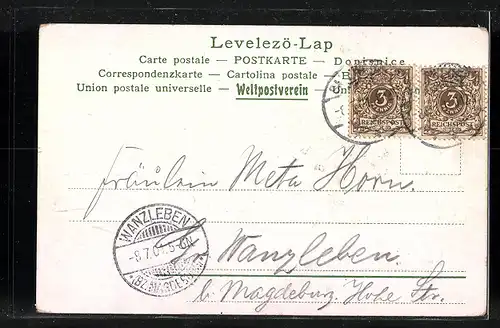 AK Kleeblatt mit Gänseblümchen