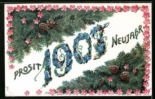AK Jahreszahl 1907, Prosit Neujahr