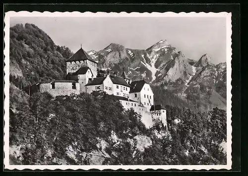 AK Vaduz, Schloss gegen das Gebirge
