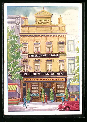 Künstler-AK Anvers, Restaurant Critérium, Avenue de Keyser 25