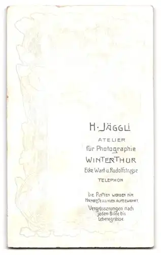 Fotografie Hans Jäggli, Winterthur, Ecke Wart-u. Rudolfstrasse, Junge Dame mit Hochsteckfrisur