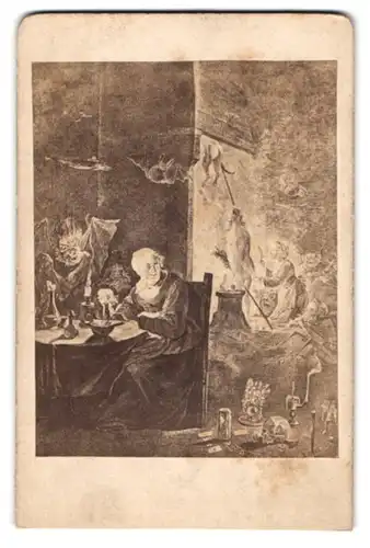 Fotografie Photographische Gesellschaft, Berlin, Gemälde Hexensabbath nach Teniers