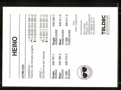 AK Musiker Heino mit Gitarre, original Autograph