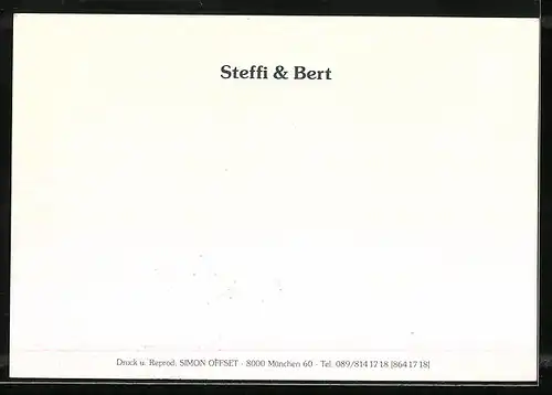 AK Musiker-Duo Steffi & Bert vor einer TV-Kamera des SWF, original Autograph