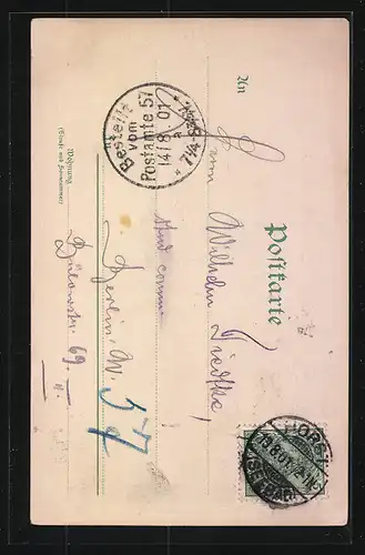 Lithographie Fünfmaster auf hoher See, Segelschiff