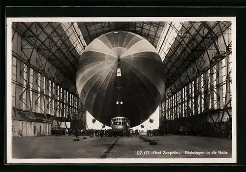 AK Einbringen des Luftschiffes LZ 127 Graf Zeppelin in die Halle