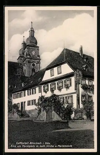 AK Amorbach i. Odw., Katholische Kirche und Mariensäule