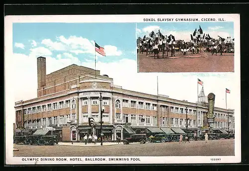 AK Cicero, IL, Sokol Slavsky Gymnasium, Olympic Dining Room, Hotel, Ballroom, Swimming Pool
