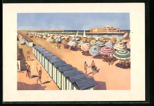 AK Senigallia, Der Strand mit Sonnenschirmen