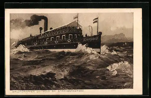 Künstler-AK Salondampfer Luitpold am Starnberger See