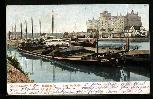 AK Strassburg i. Els., Rheinhafen, Port du Rhin