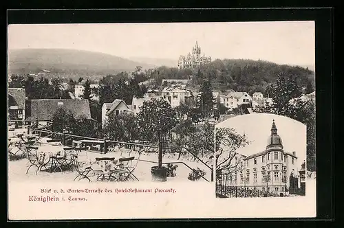 AK Königstein i.T., Blick von der Garten-Terrasse des Hotel-Restaurant Procasky, Teilansicht