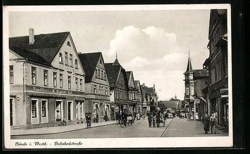 AK Bünde i. Westfalen, Conditorei Cafe H. Domhoff in der Bahnhofstrasse