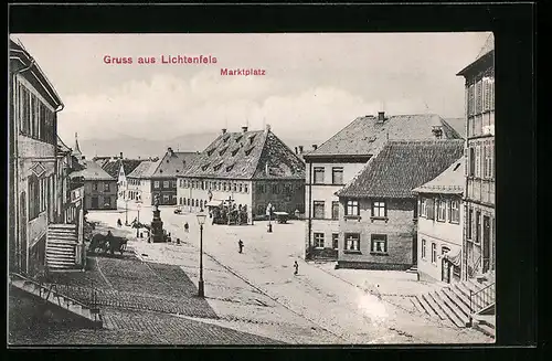 AK Lichtenfels, Marktplatz mit Brunnen