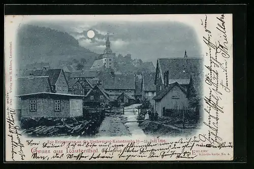 Mondschein-AK Lautenthal, Zur Erinnerung an die Hochwasser-Katastrophe 10.-11. Juli 1898