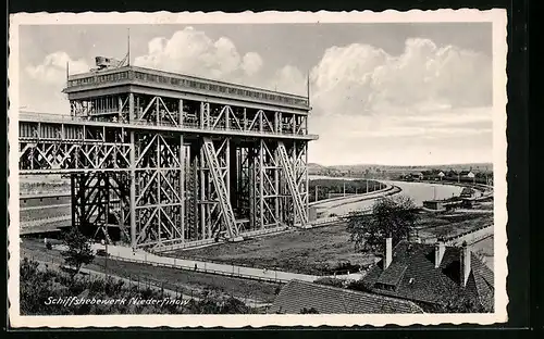 AK Niederfinow, Blick auf Schiffshebewerk