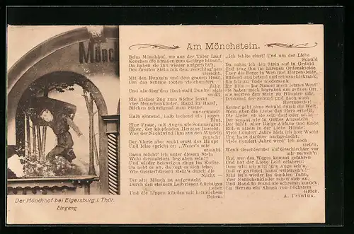 AK Elgersburg i. Thür., Mönchhof Eingang, Am Mönchstein