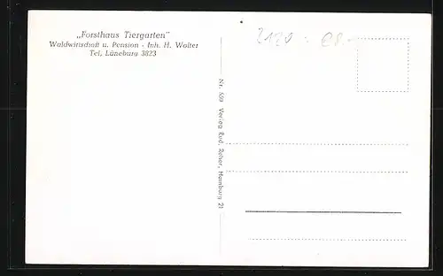 AK Lüneburg, Forsthaus Tiergarten, Waldwirtschaft u. Pension, Inh. H. Wolter